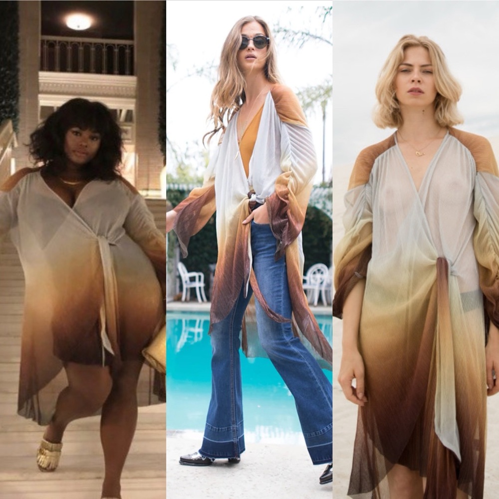 Zara bloggers favorite Metallic Thread Pleated Dress/kimono